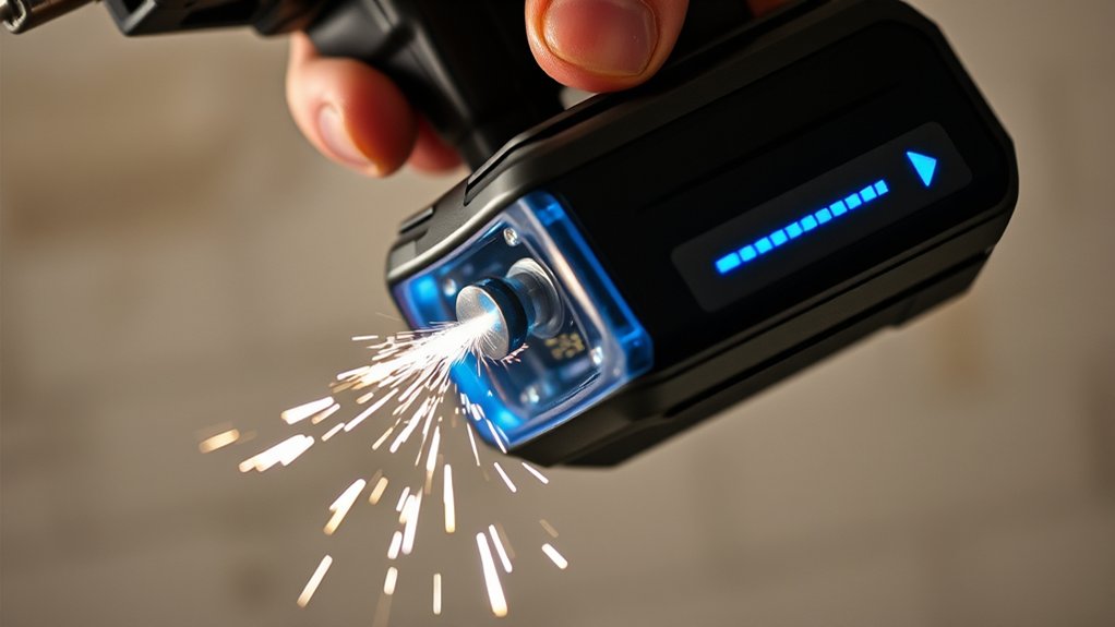 battery powers tool electronically