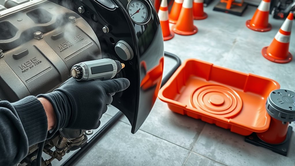 How Does an Oil Drain Pan Work Step-by-Step 7 warm engine secure work area